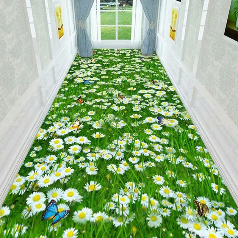 

3D Wooden Flower Hallway Corridor Carpet Living Room Area Rug Rug for Kids Girls Bedroom Passageway Mat Kitchen Rug Doormat