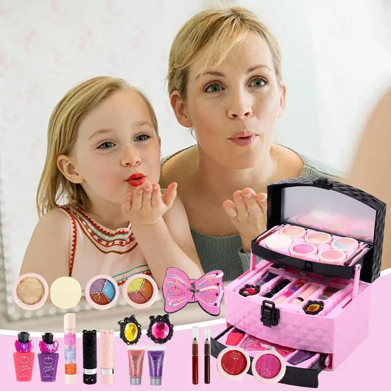

Children Girl Princess Makeup Cosmetics Game Box Makeup Toy Set Lipstick Eyeshadow Safe Children Non Toxic Toys Birthday Present