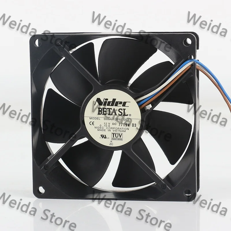 Фото Новый оригинальный вентилятор охлаждения Nidec DC12V 0.10A AC EC 9025 D09A-12PM 05A 9CM для корпуса/процессора, ультратихий, 90X90X25MM, трехпроводной №1