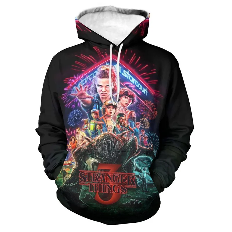 

Autumn And Winter Male Female Stranger Things Hoodies Boys Girls American Style Oversized Sweatshirt Fashion Hooded Streetwear