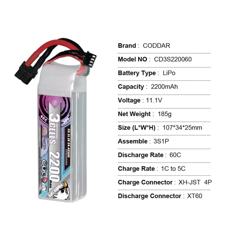 Летающая модель радиоуправляемого автомобиля CODDAR 2200MAH 3S 11 1 V 60C