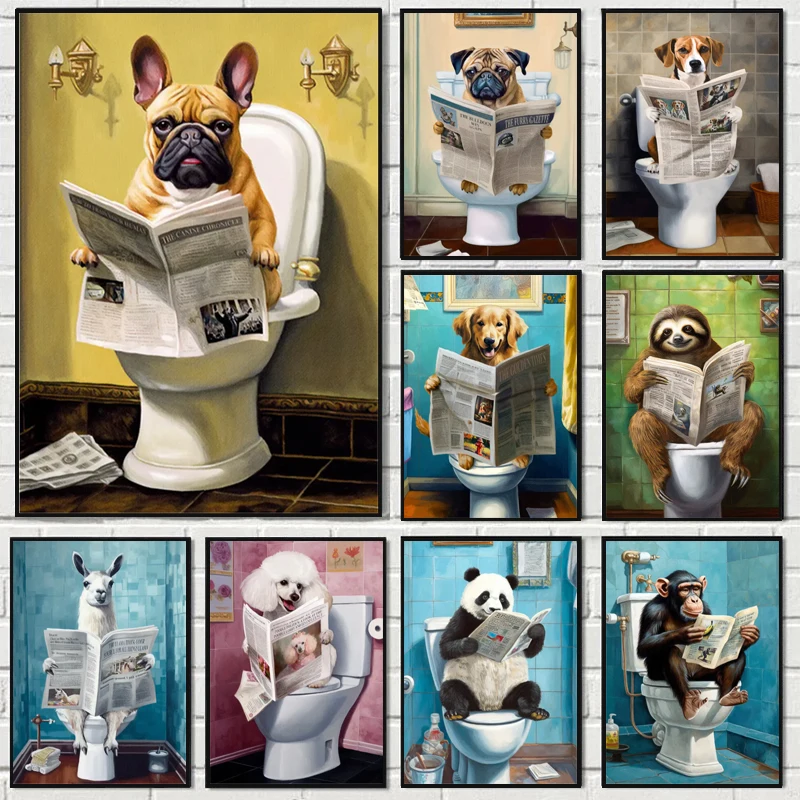 Декор для ванной Красочные животные обезьяна панда газета чтения на унитазе