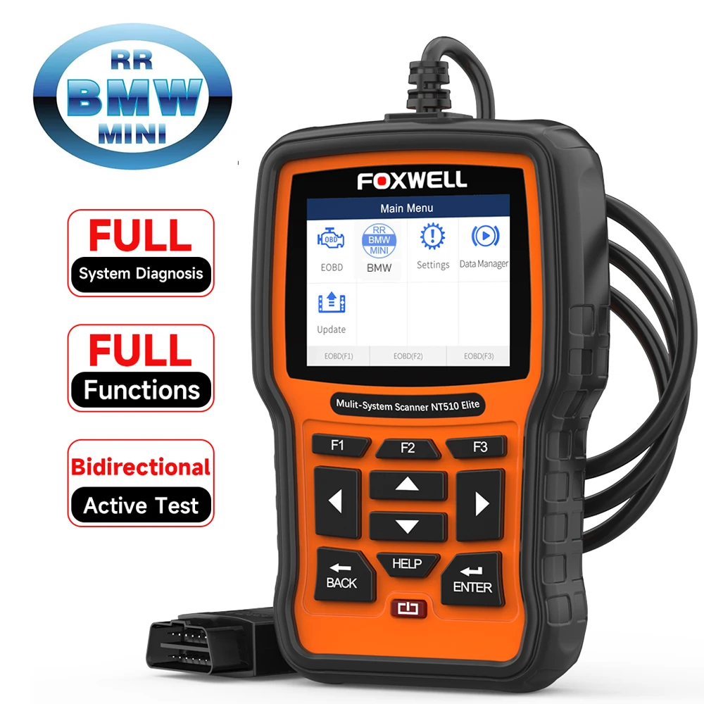 

FOXWELL NT510 Elite OBD2 Scanner For BMW All System SAS DPF BRT Multi Reset Bi-Directional Test Auto Car Diagnostic Tool