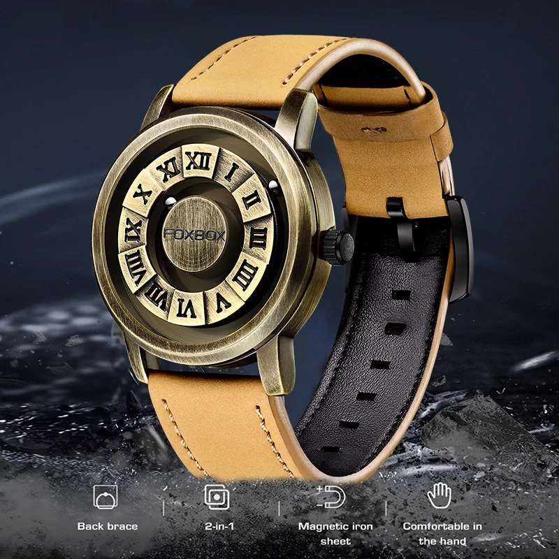 LIGE FOXBOX лучший бренд магнитные кварцевые мужские часы модные спортивные с кожаным