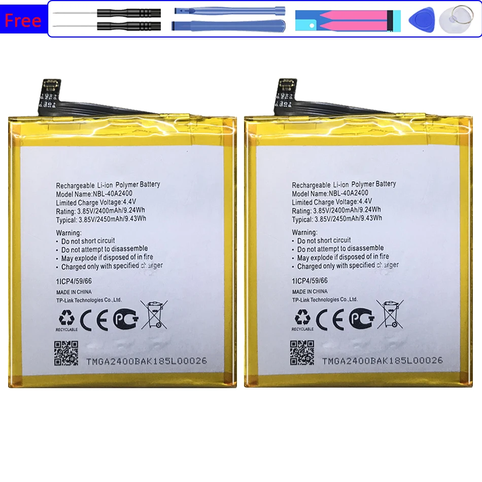 

New 2450mah High Quality NBL-40A2400 Battery for TP-link Neffos Y5s TP804A TP804C Cell Phone Battery + Tools Kits