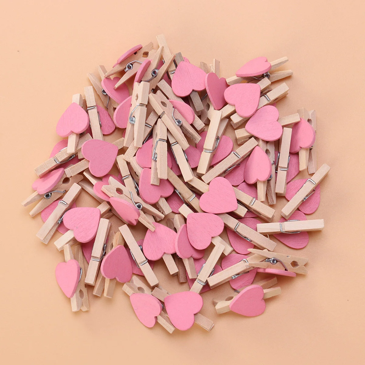 

50pcs Heart Wooden Clothes Plastic Clothespins for Scrapbooking,& Crafts, Hanging Photos ( )