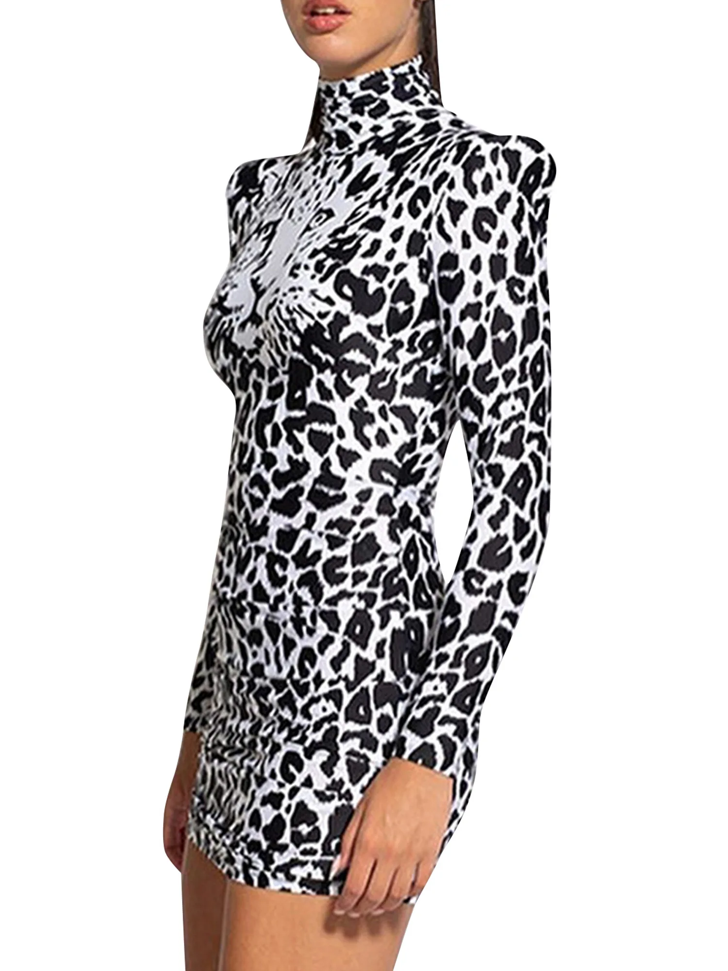 Женское облегающее платье миди с длинным рукавом и высоким воротом |