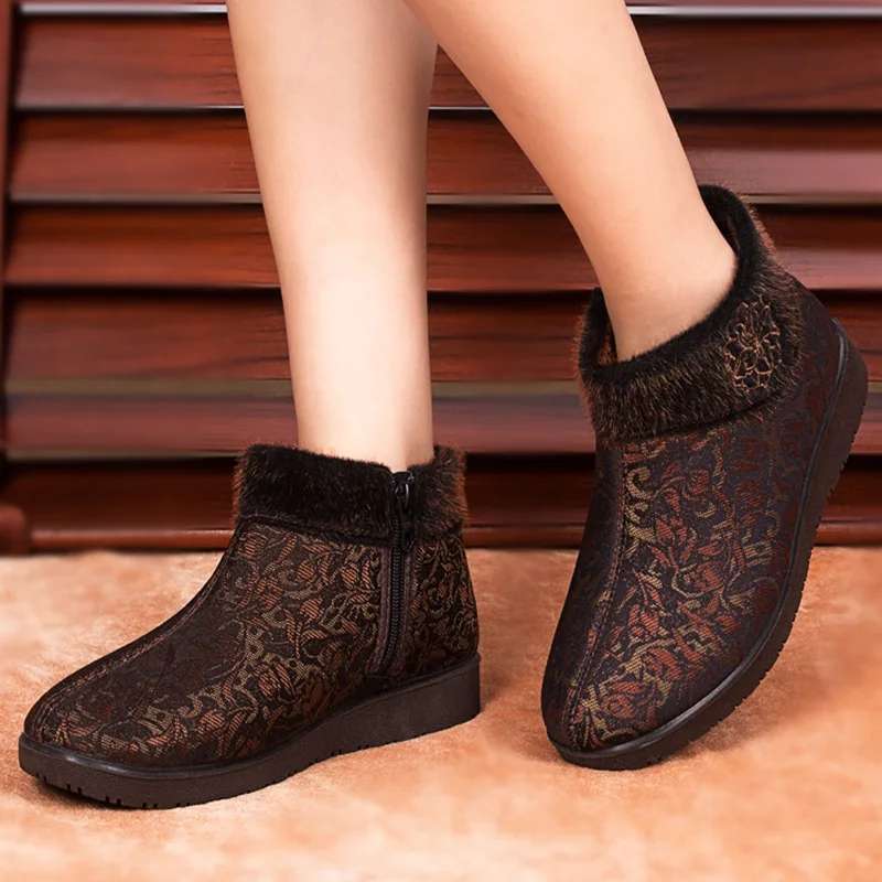 

202206014FGHJpq Winter middle and old people flat bottom with fleece warm old cotton shoes