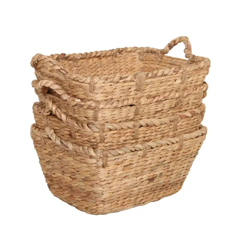 

free shipping Rectangular Water Hyacinth Basket, Set of 4