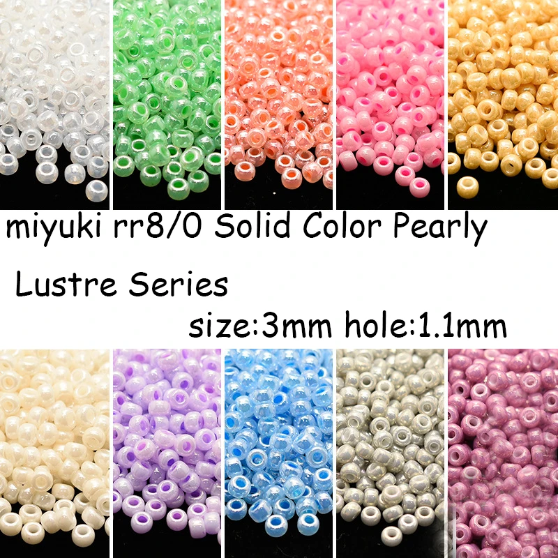 

Miyuki 3mm DIY Beads Round Rocailles Imported From Japan Solid Color Pearly Lustre Series 10G