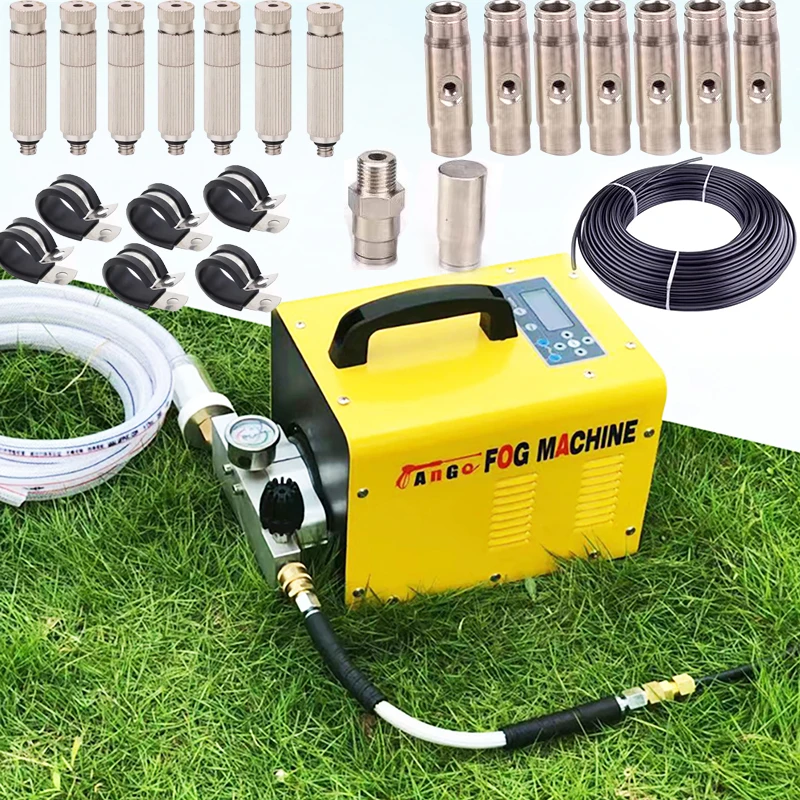 

Модель противотуманной машины, 1 л, комплект распылителя с трубками 30 м + быстрое подключение 3/8 дюйма + резьбовые насадки 15 шт. для охлаждения