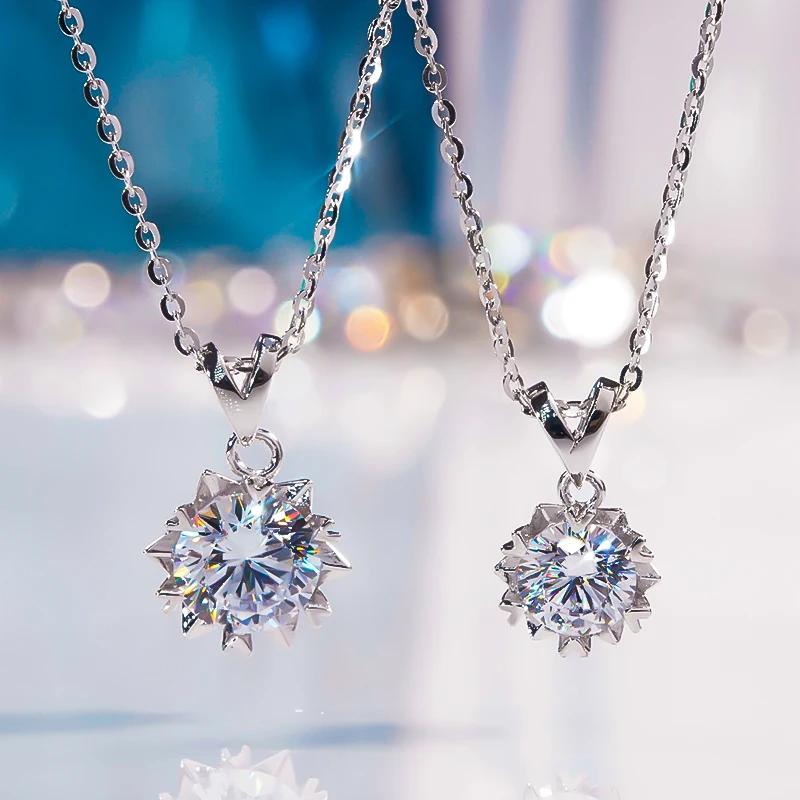 

Женский круглый кулон в виде муассанита, серебро 925 пробы