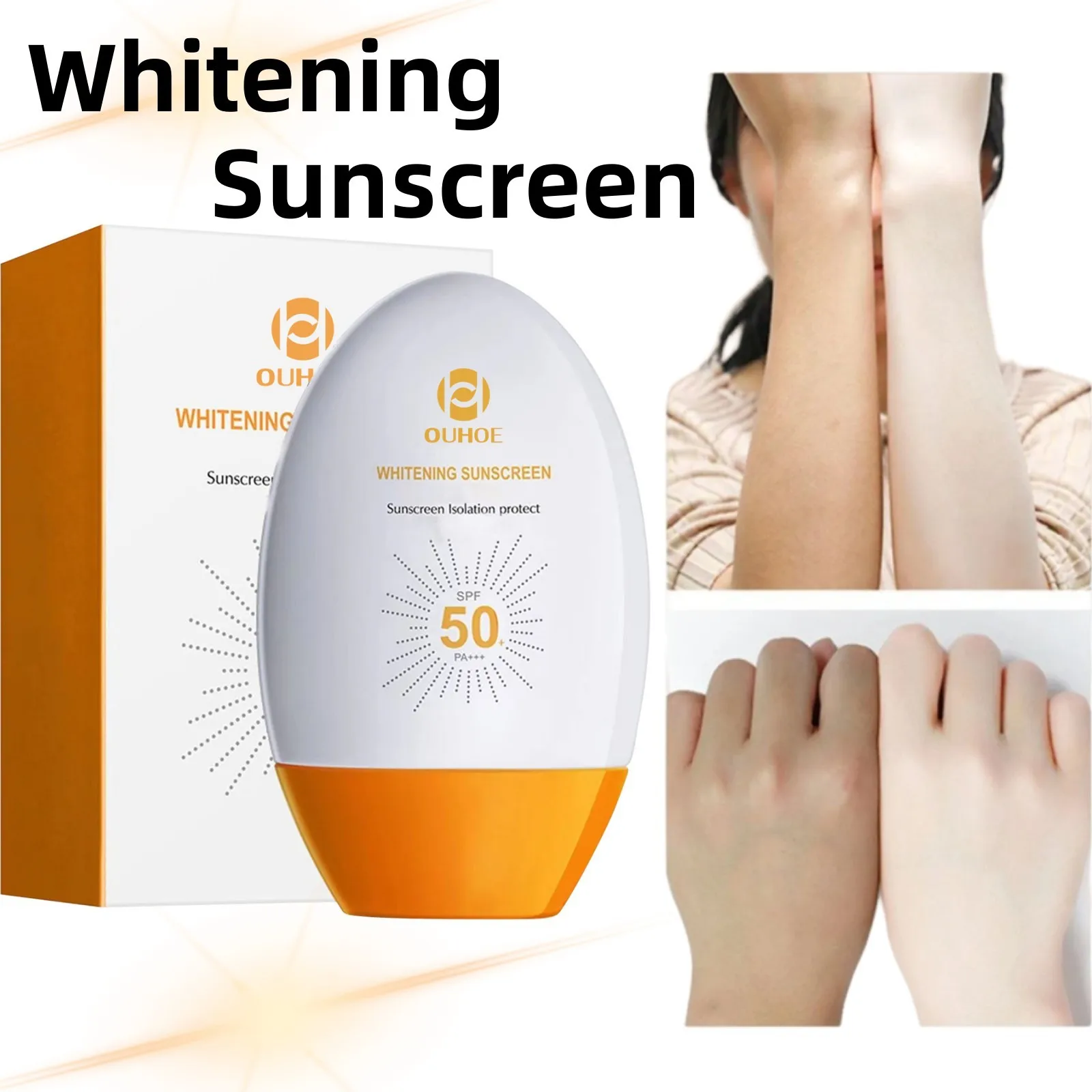 

Отбеливающий солнцезащитный крем SPF50, антиуф-защита для лица и тела, Увлажняющий Осветляющий освежающий летний косметический уход за кожей