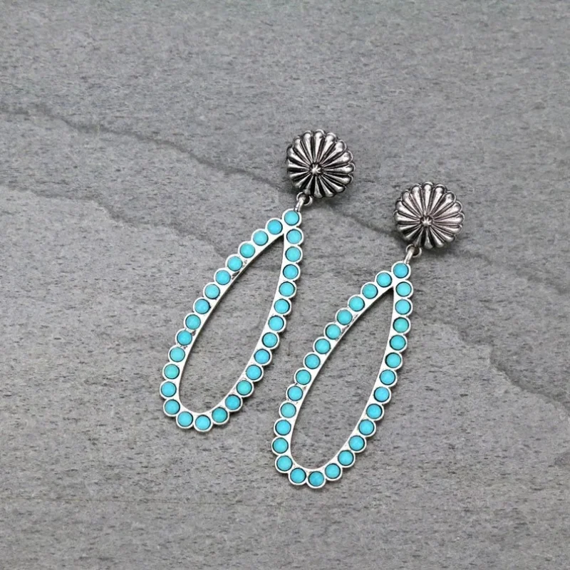 

Bohemian Large Water Drop Natural Blue Stone Earrings Women Ethnic Accessories Long s Dangle Earring Jewelry
