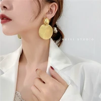 exaggerated round big earrings fashion personality temperament metal geometric retro cold wind silver needle earrings women