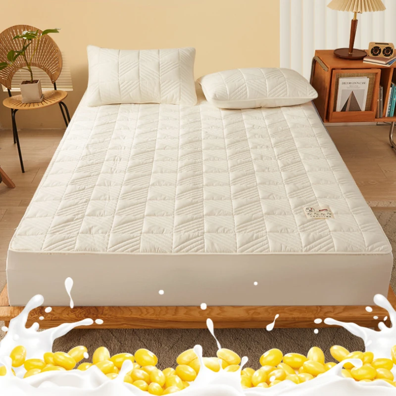 

High Quality Soy Fibre Quilted Mattress Cover 100% Cotton Customized Quilting Bed Cover Not Including Pillowcase