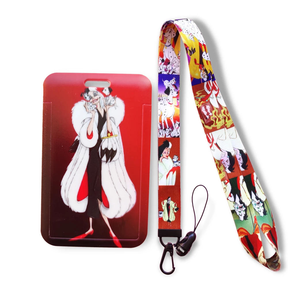 

Disney Cruella Style Bank Card Holder Business Badge Card Case Frame ABS Employee Case Cover Student Lanyard ID Card Holder