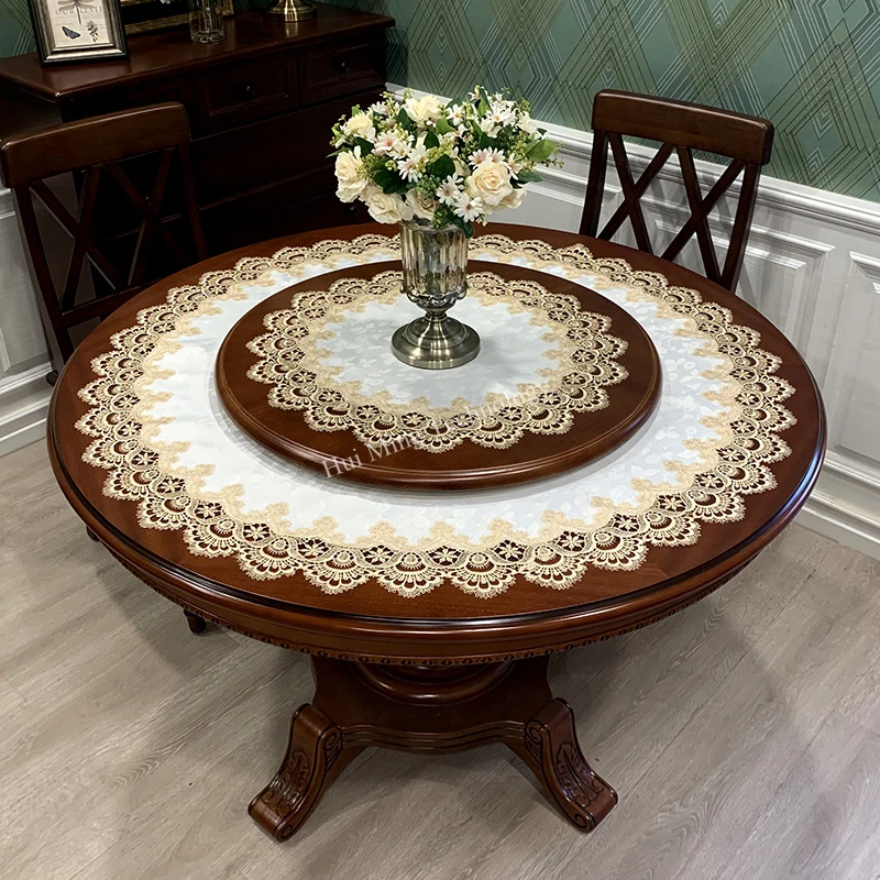 Круглая скатерть европейская роскошная кружевная Пылезащитная коврик для