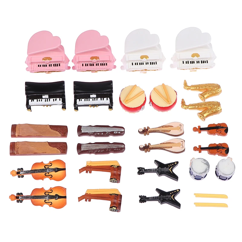 

1/12Mini Piano with Stool Musical Instrument Model for Doll House Accessories Decor Miniature Retro Piano Set Dollhouse