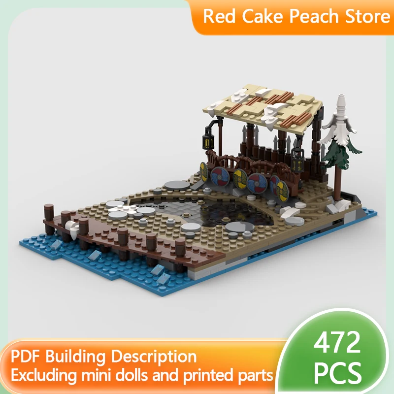 Средневековая уличная модель MOC строительные кирпичи деревня викингов боевое