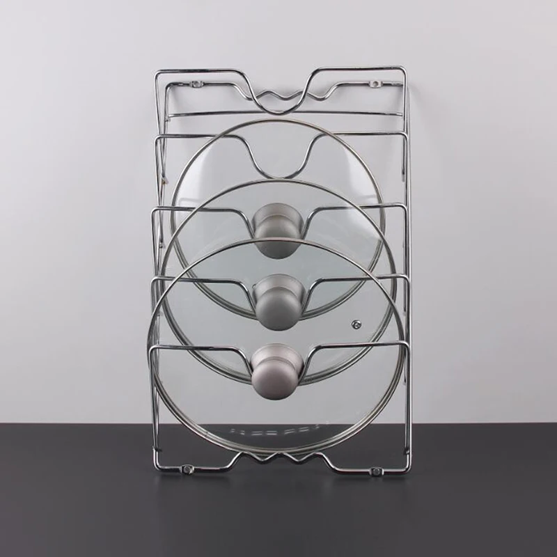 

Kitchen Storage Rack Wall Mounted Pot Lid Five Layer Storage Rack Metal Rust Free Multi Function Pot Lid Rack