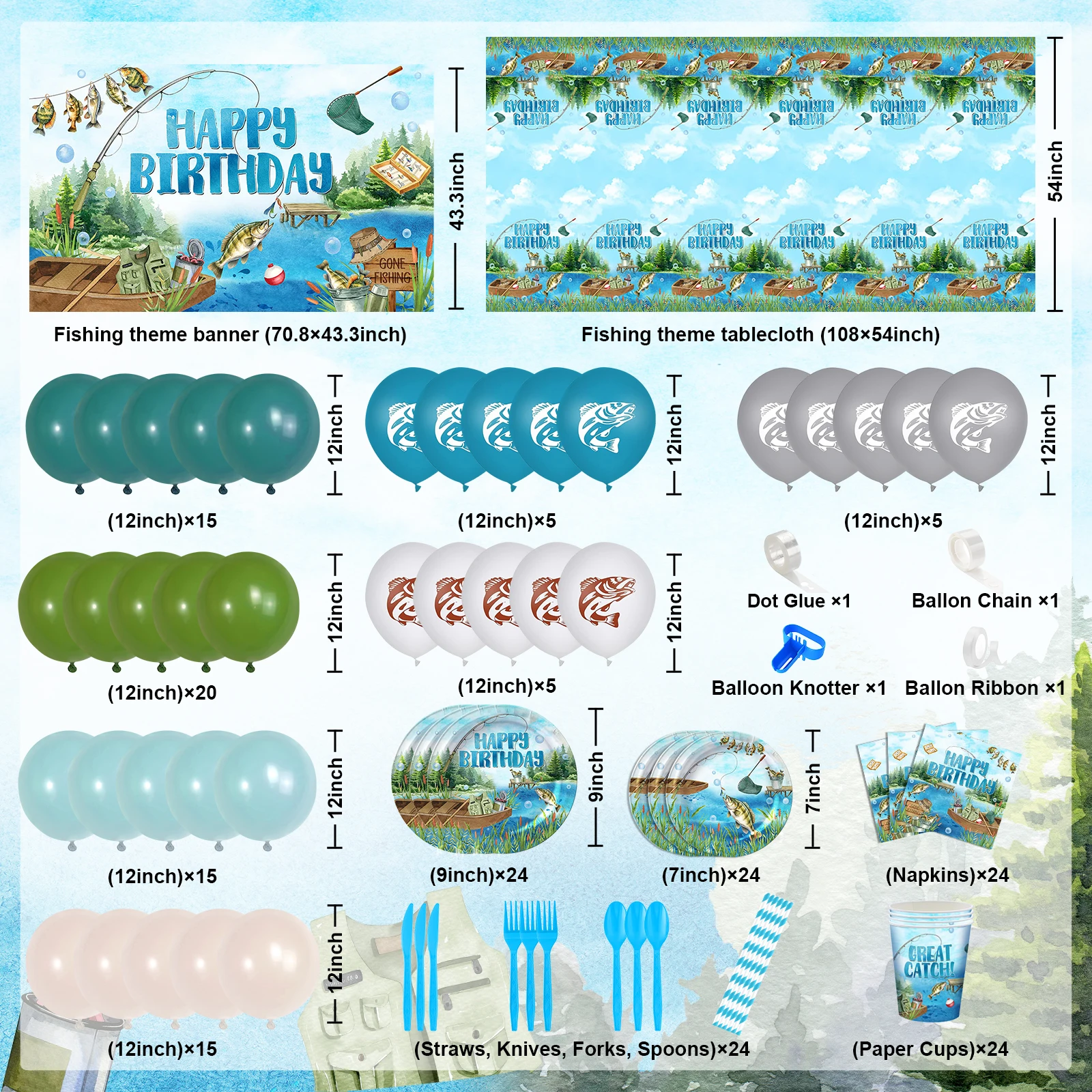 Фон для фотосъемки с изображением рыбалки
