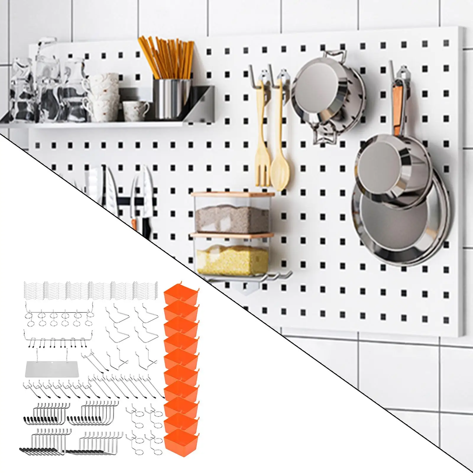 

228Pcs Pegboard and Hooks Wire Rack Shelving Organizer Kit for Organizing Various Tools Garage Shelves Workshop Office
