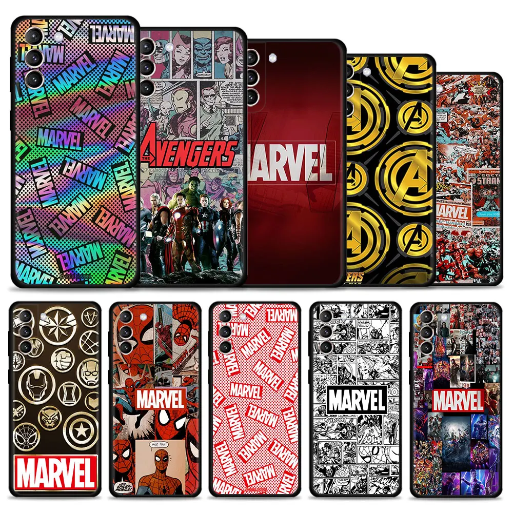 Phone Case For Samsung Galaxy S21 S20 FE S22 Ultra S10 S9 S8 Plus S10e Note 20 Ultra 10 Plus Coque Marvel Avengers Comic Logo