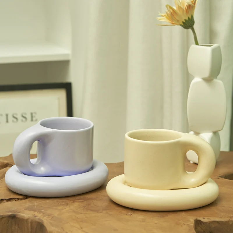 

Керамическая кружка в скандинавском стиле с блюдцем, кофейная чашка, питьевые чашки и блюдца, домашняя и офисная чайная чашка, кофейные чашки, Корейская кружка, керамическая тарелка