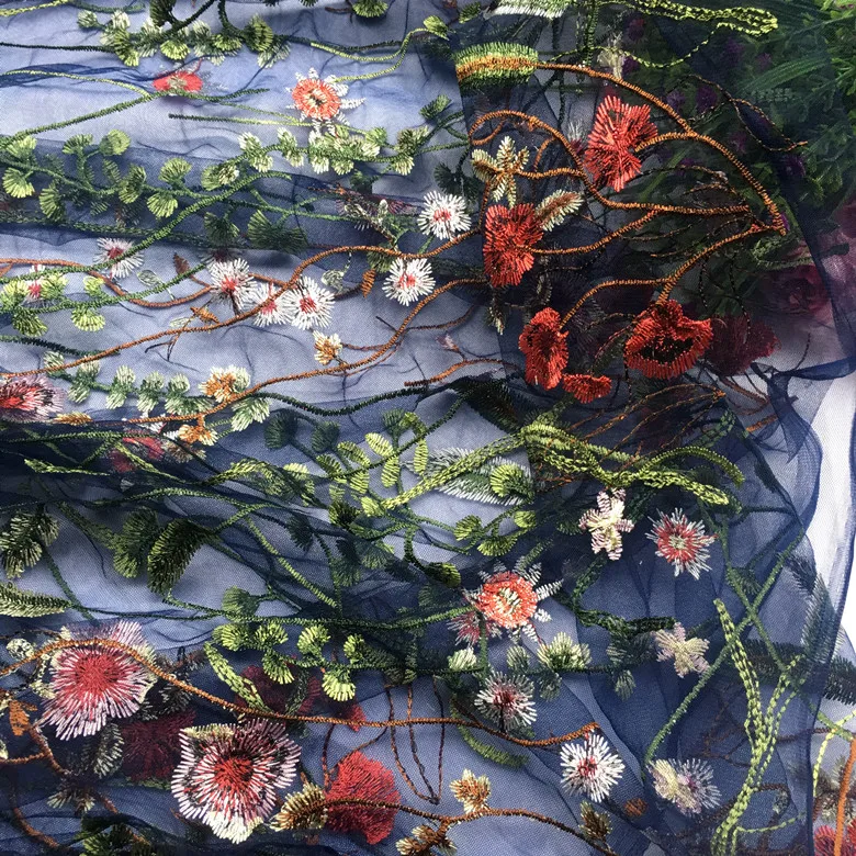 

Forest-based dark blue red pink purple water grass embroidery fabric embroidery lace dress diy clothing fabric