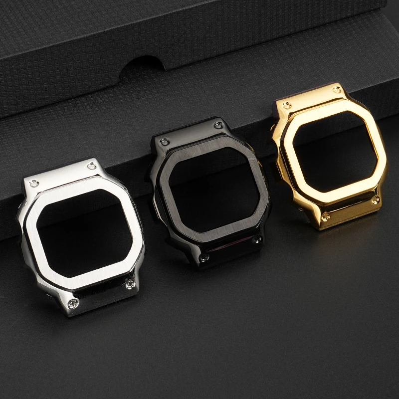 Фото Корпус с ремешком из нержавеющей стали, комплект модификаций для Casio G-SHOCK GW-M5610/B5600 GM-5600 DW5600, однотонные металлические маленькие квадратные модифицированные аксессуары №4