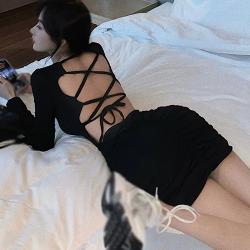 Женская мода с квадратным воротником тонкие сексуальные платья открытой спиной