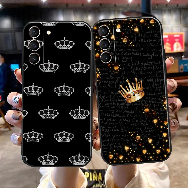 

Luxury Crown Queen King For Samsung Galaxy S22 Ultra S21 S20 Plus FE Ultra Phone Case Cases Back TPU Shockproof Soft Carcasa