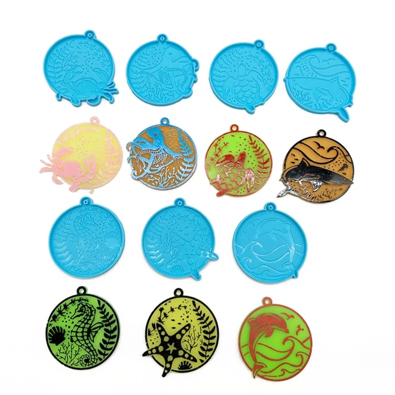 

DIY брелок для ключей, подвеска, силиконовая форма, тематическая круглая форма для литья эпоксидной смолы в океане