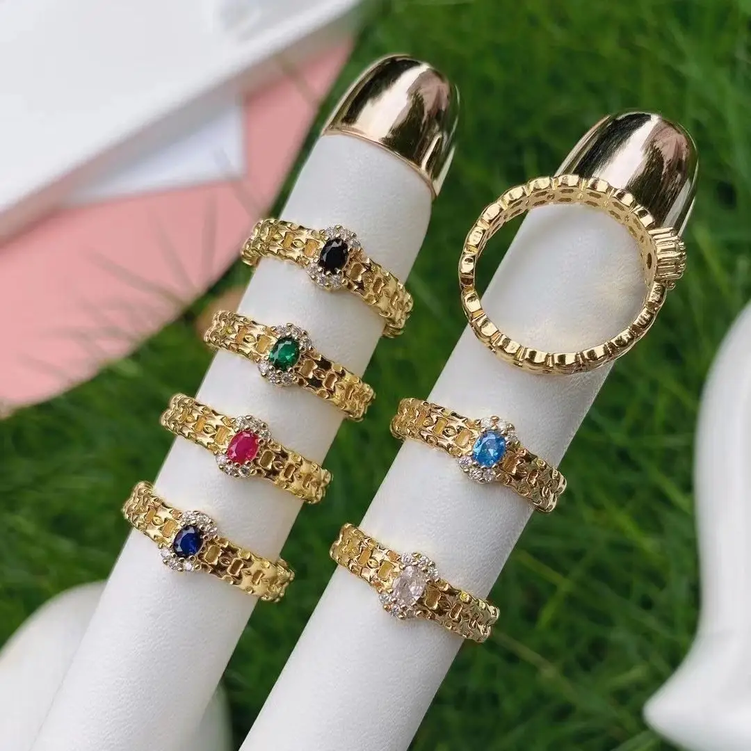

10PCS, Korean Style Gold-color Oval Zircon Geometric Rings For Women Elegant Bijoux Female Ring Punk Jewelry Gift for Girl