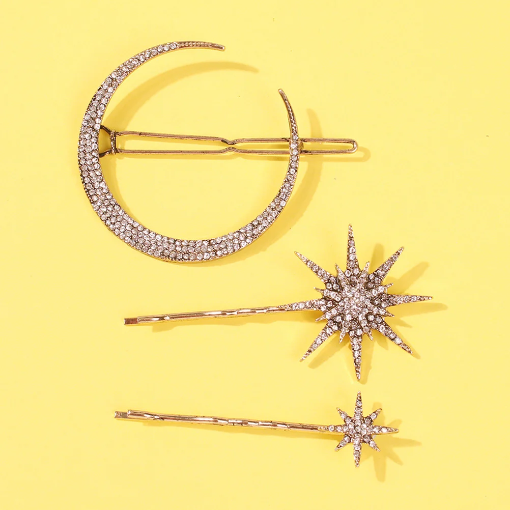 

Hair Moon Rhinestone Clips Accessories Clip Starsilverpiecebobby Headpiece Stars Gold Barrettesfork Vintage