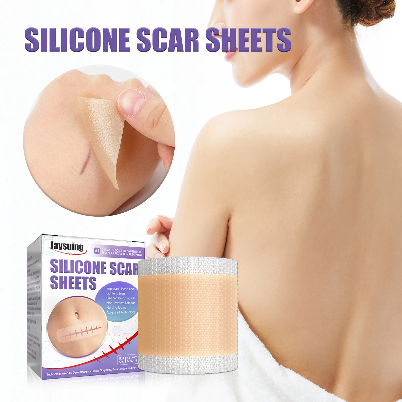 

Surgical Self-adhesive Silicone Gel Tape Scar Removal Efficient Therapy Patch Acne Burn Scar Sheets Skin Repair
