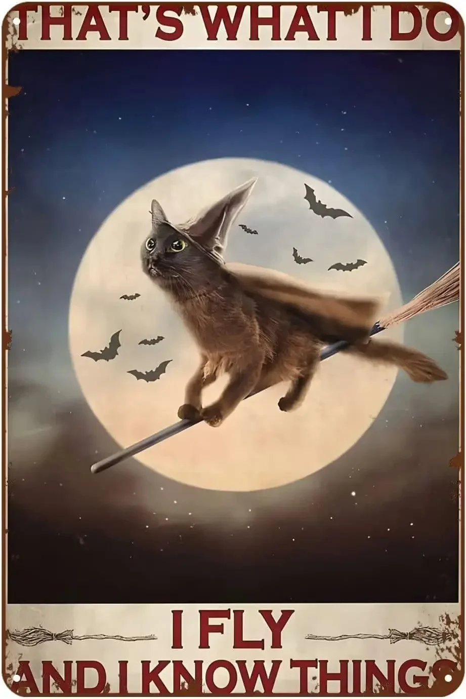 

Волшебная короткая кошка, винтажный металлический жестяной знак, это то, что я делаю, я летаю и знаю вещи, художественный плакат, люди на ферме, пещера, офис