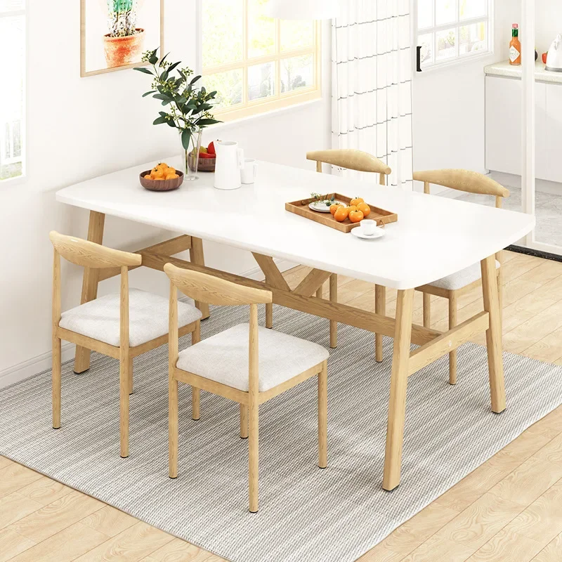 

Стол и стул для маленькой квартиры, современный минималистичный обеденный стол в скандинавском и американском стиле для ресторана, Прямоугольный Обеденный Стол