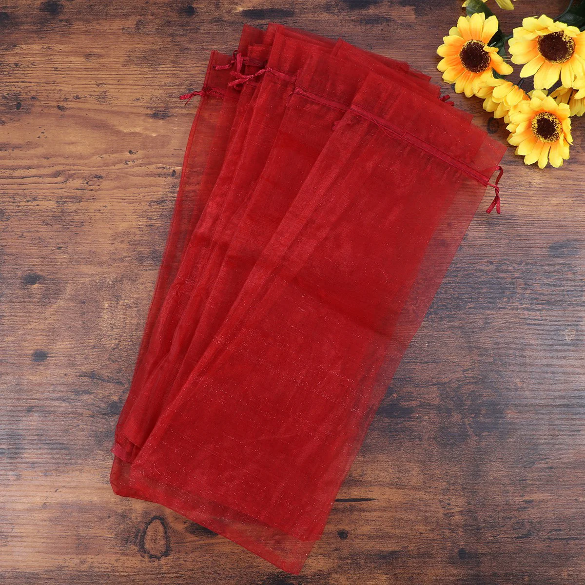 

Bags Bottle Cover Organza Gift Bottles Christmasgifts Mesh Drawstring Bag Wrap Favor Gold Cellophane Pouches Wedding Party Linen