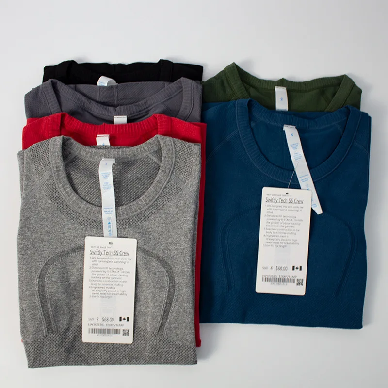 Футболка LULU Yoga для женщин без логотипа дышащая тренировочная женская футболка