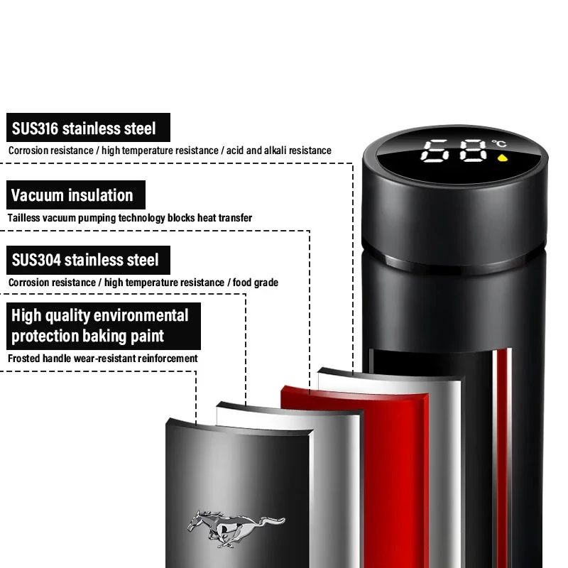 Автомобильная портативная интеллектуальная изоляционная чашка из нержавеющей