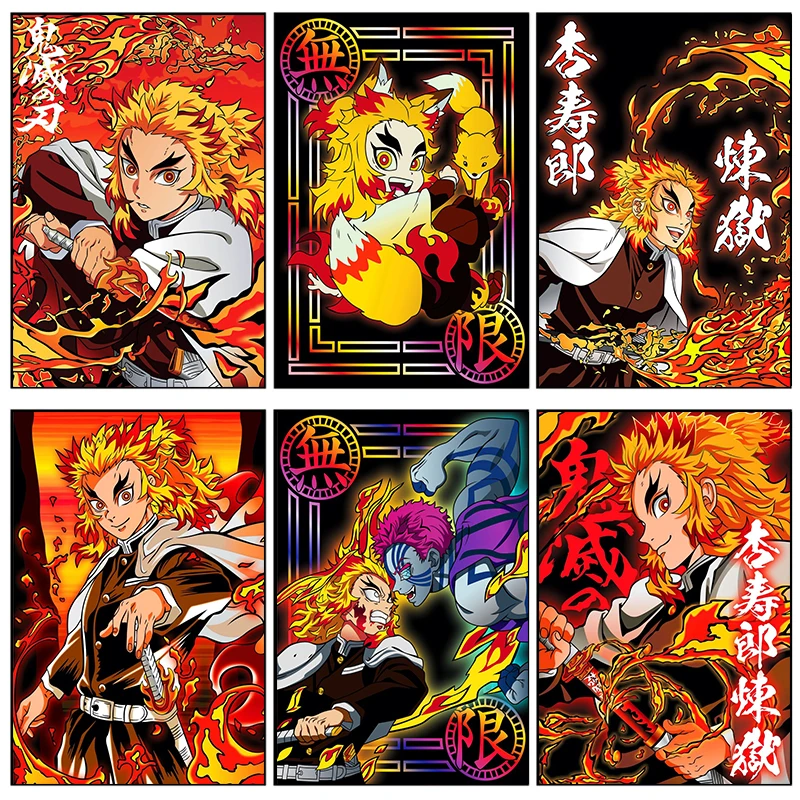 

Rengoku Demon Slayer Art Poster Canvas Painting Japanese Anime Manga Living Room Bedroom Decoration Painting Cuadros No Frame