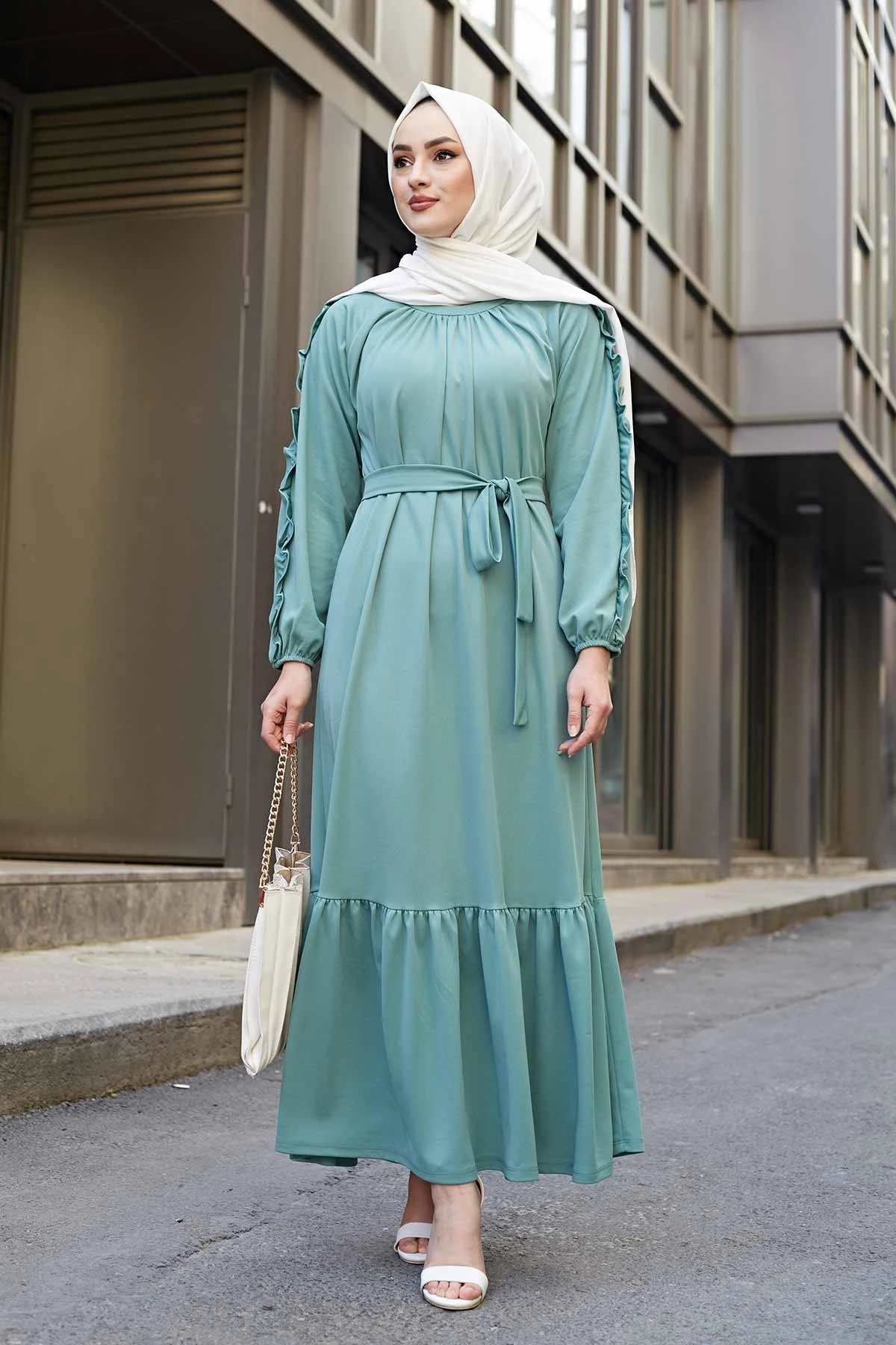 Женское платье, платья для женщин, кафтан, абайя, женское длинное мусульманское платье, вечернее платье с рюшами