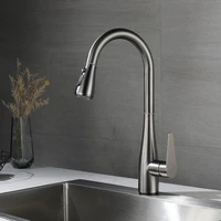 gun grey copper kitchen sink faucets hot cold soild brass mixer taps pull out single handle deck rotating nickelblackwhite