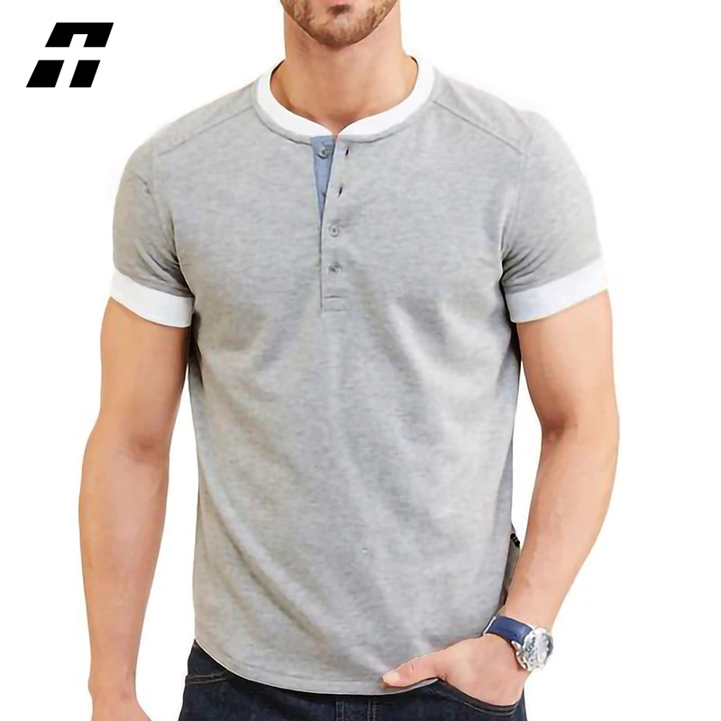 

2022 Summer Henry Collar T Shirt Men V-neck Casual Retro Men's T-shirts Quality Cotton Short Sleeve Bottoming Male Tops Tee