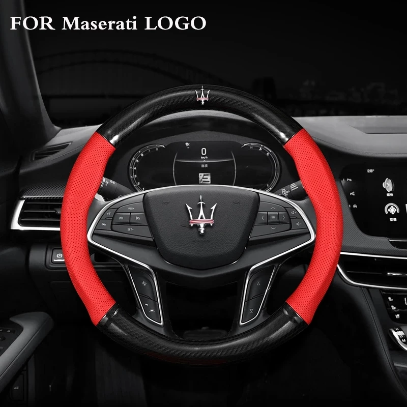

Carbon Fiber Leather Non-slip Breathable Car Steering Wheel Cover For Maserati Ghibli GranTurismo Levante GranCabrio Coupe MC20