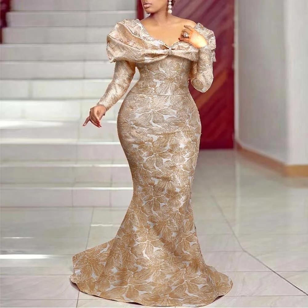 

Женское вечернее платье макси с V-образным вырезом и цветочным принтом