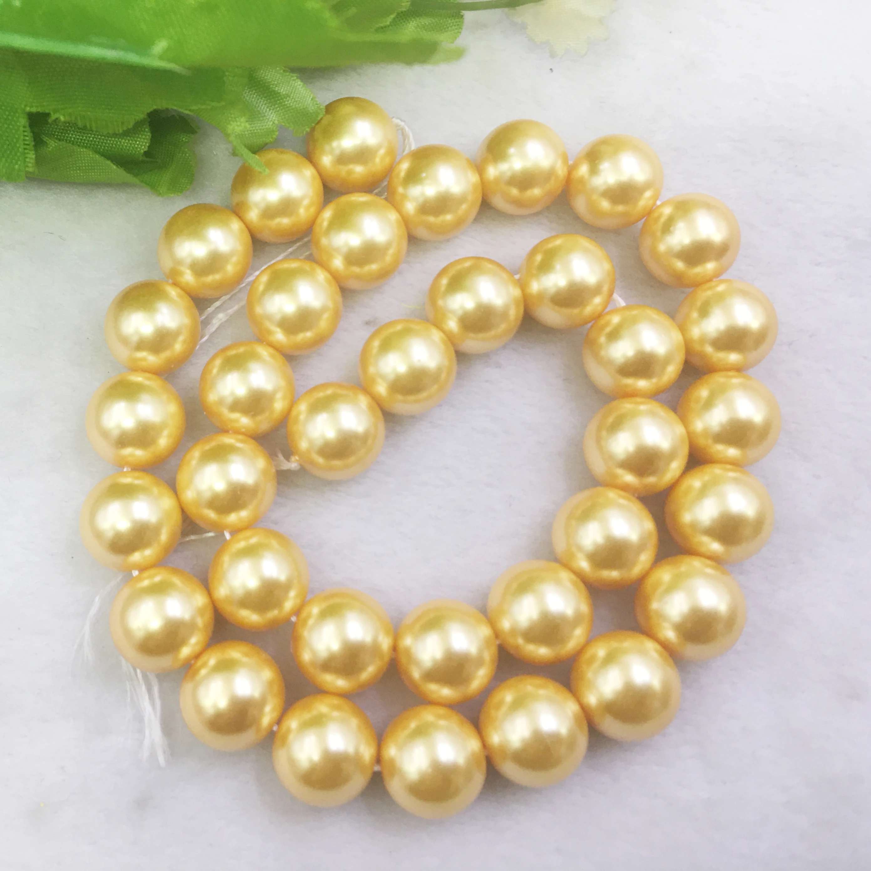 Ожерелье и браслет, 12 мм, желтый, с южным жемчугом, свободные шарики для рукоделия, для женщин, девушек, дизайн ювелирных изделий, 16 дюймов