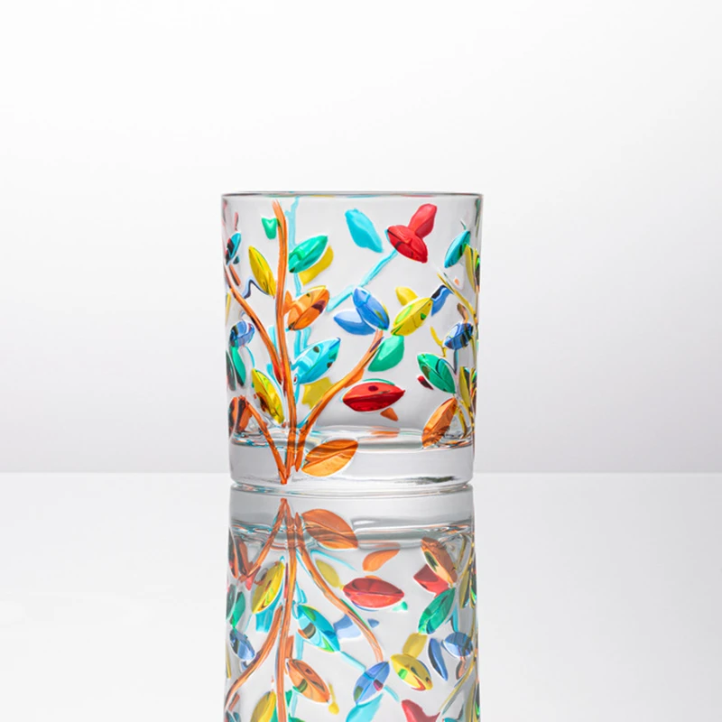 

Дизайн от Zecchin Murano Italy Art многоцветный стеклянный стакан для ликера цветная рельефная ручная роспись в виде листьев чашка для виски бокал для...